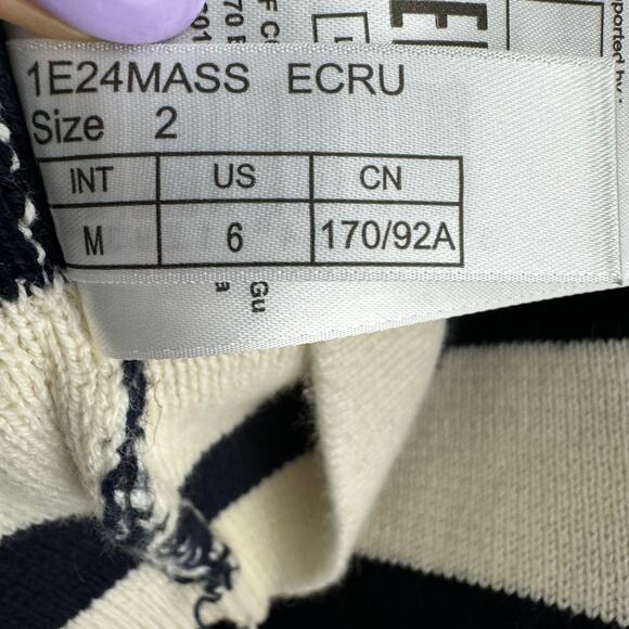 Ba&sh Massimo Lady Cardigan in Ecru Navy Cream Stripe Size 2 / Medium - Picture 12 of 13